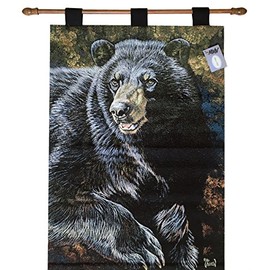 Black Bear Cotton Tapestry Wall Hanging 26" x 36"