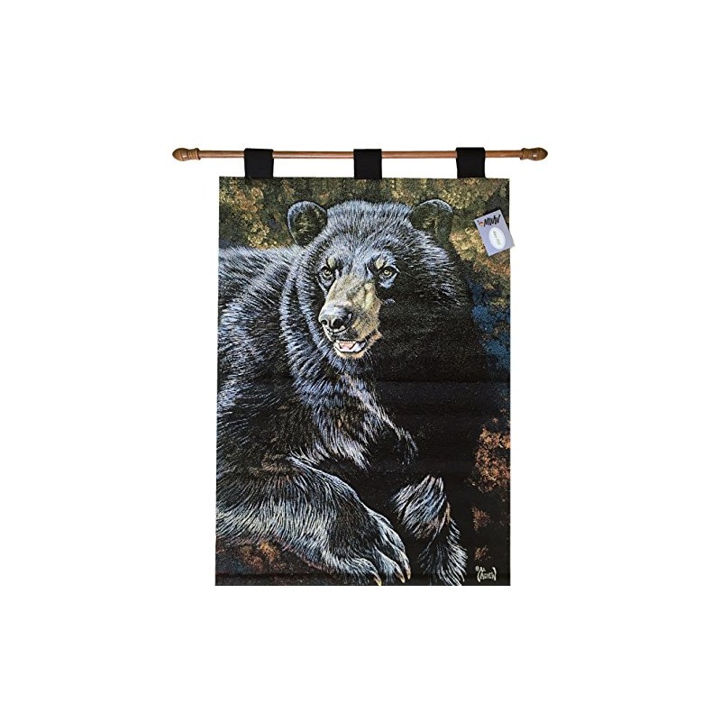 Black Bear Cotton Tapestry Wall Hanging 26" x 36"