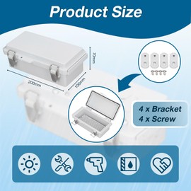 Junction Box, 10 x 20 x 7 cm Electronic Junction Box, IP67 Waterproof Junction Box, Project Box, Outdoor Housing Box, External Electrical Enclosure, Universal Project Enclosure, Empty Enclosure