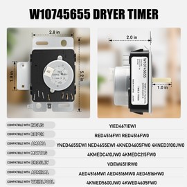 NISHCON W10745655 W10436308 Dryer Timer Compatible with Whirlpool, Maytag, Amana, Roper 4KWED4605FW0 NED4655EW1 NED4655EW1 YNED4655EW1 Dryer, WPW10745655 Replaces AP6003908 W10857612, 2-Year Warranty