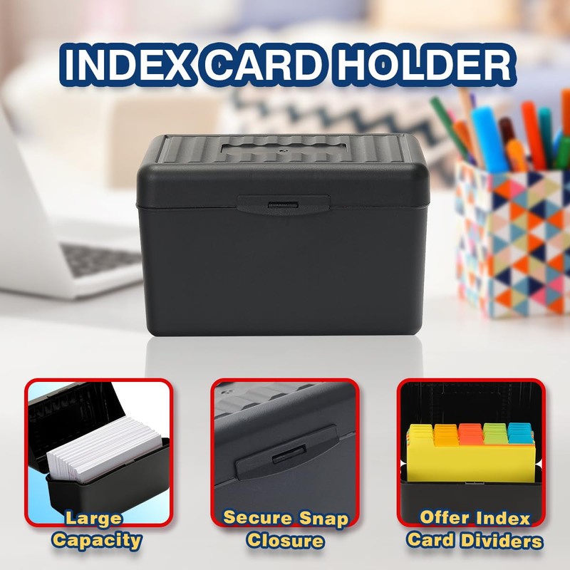 H4D Index Card Holder 3x5 Inches with 25 Plastic Dividers,