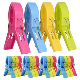 SICANAUO 20Pcs Beach Towel Clips, Table Cloth Clips, Bathroom Towel Clips, Plastic Chair Clips, Windproof Clothes Pegs for Beach Chair Cruise Ship Sunbeds Sun Loungers Pool Chairs-Bright Multicolors