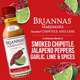 BRIANNAS - Smoked Chipotle and Lime Marinade - Small Batch, Gluten Free, Vegan Marinade made with Premium Ingredients - 12 oz. Bottles - 6 Pack