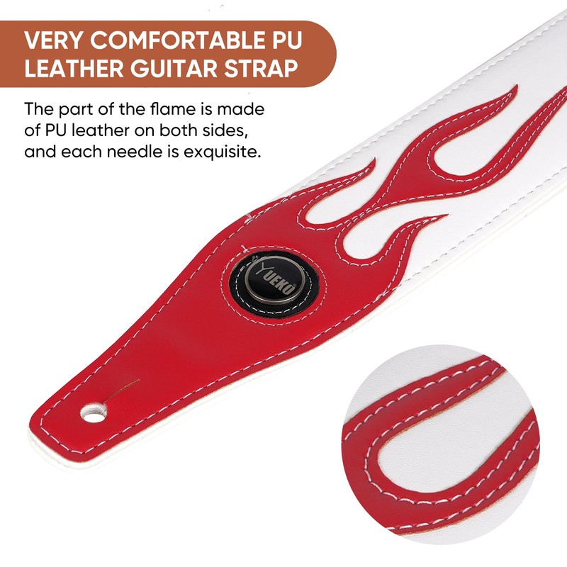 YUEKO Cool Lightning Pattern Flame Guitar Strap for Electric Guitar