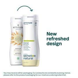 ATTITUDE Body Wash for Sensitive Skin, EWG Verified Shower Gel, Soothing Oat, Dermatologically Tested, Plant and Mineral-Based, Vegan Personal Care, Argan Oil, 473 mL