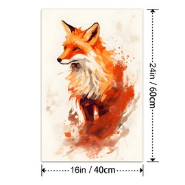 Bvkilrvc Unframed Canvas Prints Wall Art, Red Fox Wall Decor Print Painting Gift Wall Living Room Bedroom Home Office Decoration Painting Unframed 16x24inch