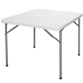 ZenStyle 3 ft Indoor Outdoor Heavy Duty Portable Plastic Folding Table, Square Card Desk Utility Table Game Table for Puzzles Crafting Picnic Camping Dining Party, White