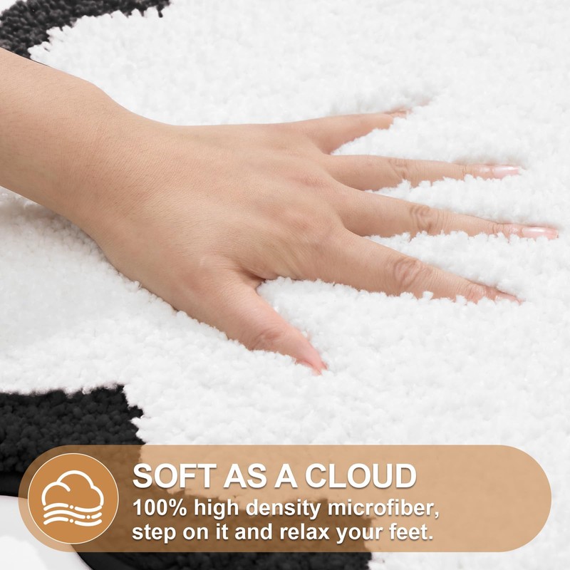 ORTIGIA Cute Scalloped Bathroom Rugs Non Slip Washable, Quick Dry