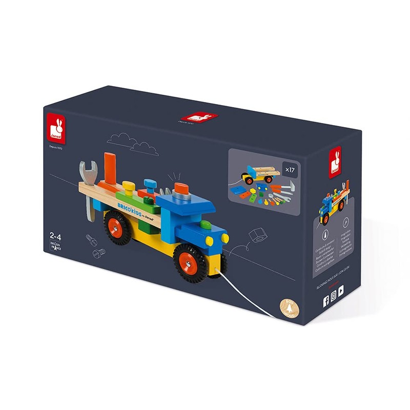 Janod - Brico'Kids Diy Truck - 2-In-1 Early Learning Pull-Along