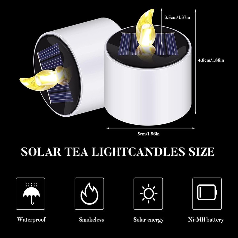Vabrloy 6PCS Waterproof Solar Power Tealights Outdoor,Flameless Flickering LED Tealight