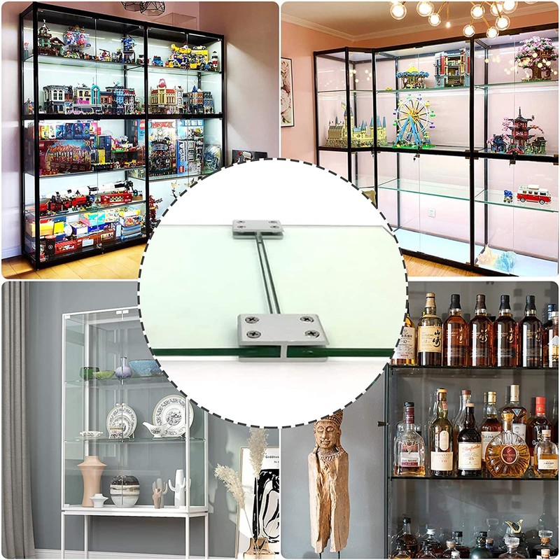 INCREWAY 4pcs Glass Clamp, Adjustable Double Side Aluminum Alloy Glass