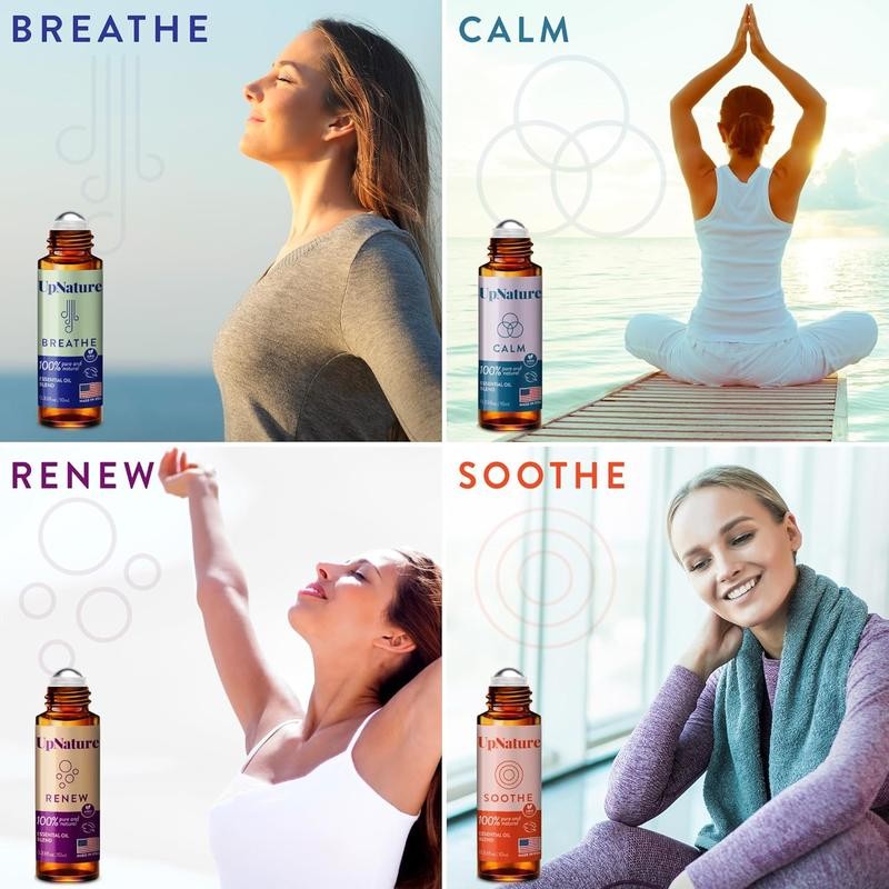 UpNature Essential Oils Roll On Set (4 Pack) Stress Relief