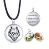 REDSUN Wolf Head Locket Necklace 925 Sterling Silver Photo Amulet