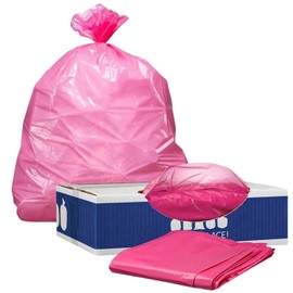 Plasticplace 32-33 Gallon Trash Bags │ 1.5 Mil │ Pink Garbage Can Liners │ 33’” x 39” (100 Count)