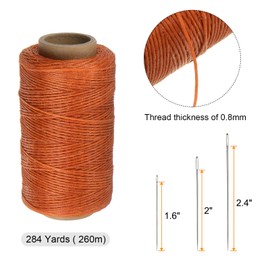 sourcing map Thread for Sewing Upholstery Thread 284 Yards 260m 150D Waxed Polyester Thread Wear-Resistant Embroidery Cord String Cotton with 30pcs Needles for Quilting Leather, Orange