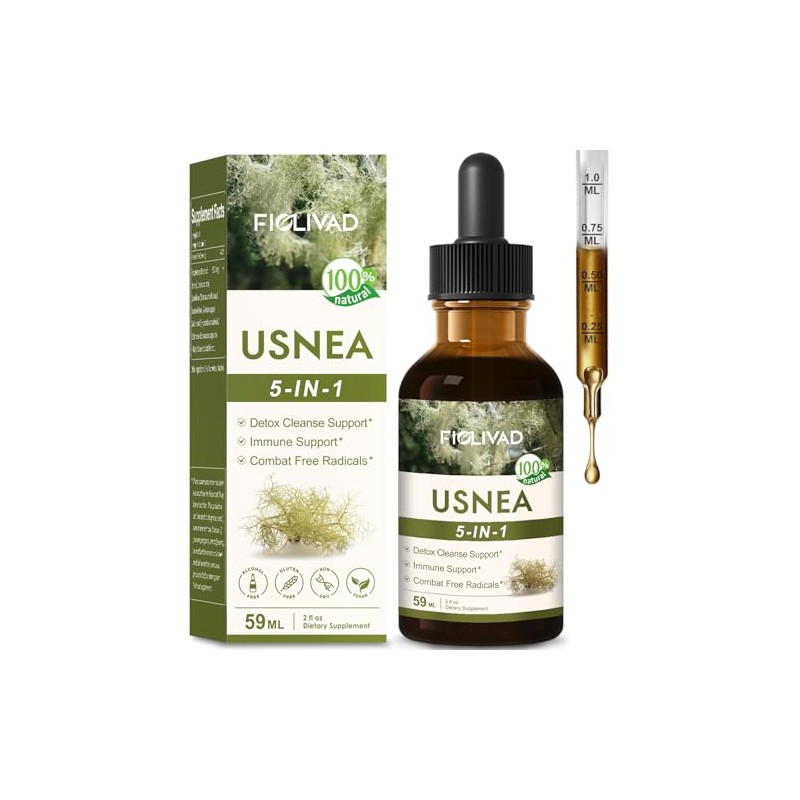 FIOLIVAD Usnea Liquid Drops, Natural Herbal Extract for Powerful Detox