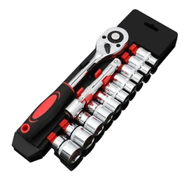 AIMALL 12 PCS Metric Socket Wrench Set, Automotive and Boating Tools with Connecting Rod, Sizes 4mm to 13mm in Compact Storage Case
