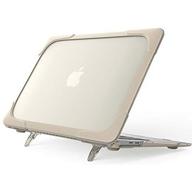 ProCase MacBook Air 13 Inch Case 2020 2019 2018 Release A2337 M1 A2179 A1932, Heavy Duty Slim Hard Shell Protective Cover with Fold Kickstand for MacBook Air 13 Retina with Touch ID -Khaki