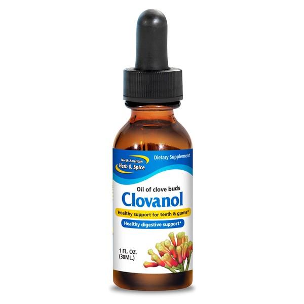 NORTH AMERICAN HERB & SPICE Clovanol - 1 fl oz - Oil of Clove Buds - Healthy Support for Teeth & Gums, Healthy Digestive Support - Non-GMO, Kosher - 318 Servings