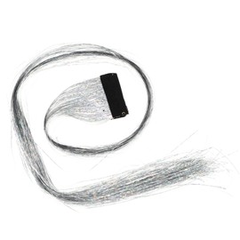 FRCOLOR 1000pcs Tinsel Hair Extensions for Women Girls Holographic Glitter Highlights for Parties Events of Strands Each Silver