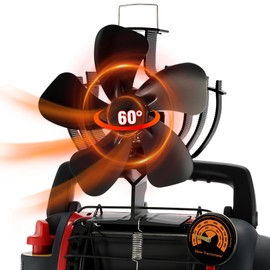 TCFUNDY Heat Powered Wood Stove Fan Oscillating, Fireplace Fan 60° Rotation Left-Right with Button Control, Wood stove fan with Bracket Fixed on Space Heater, Camping,Stove, Outdoor/Indoor Use