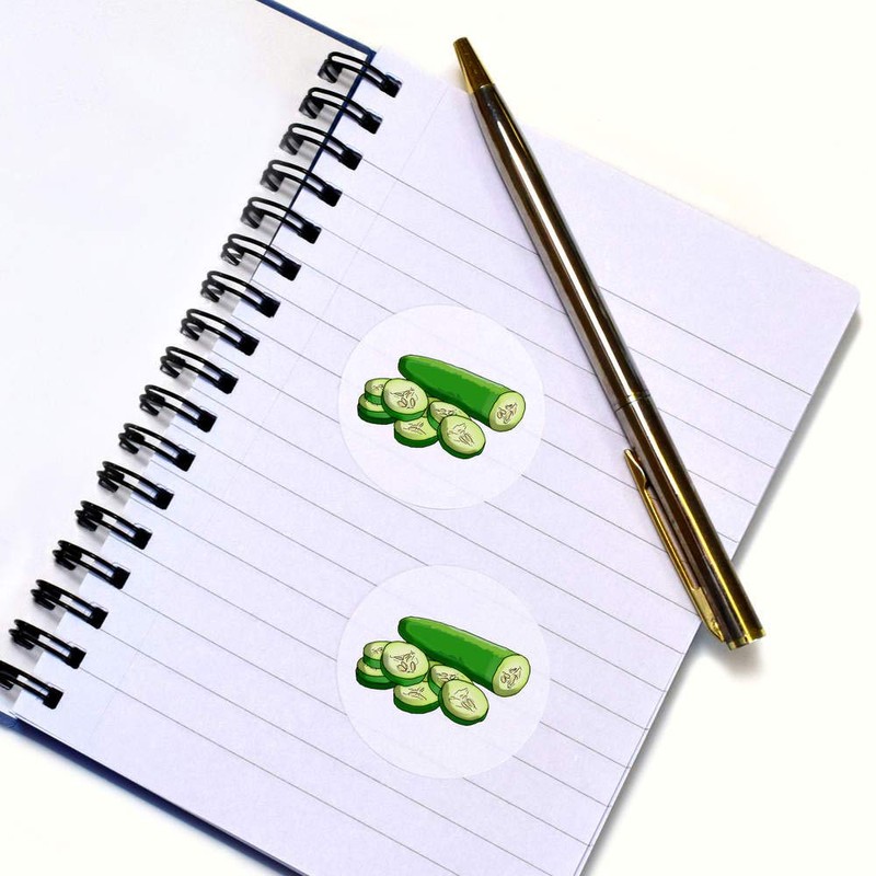 24 x 40mm Round 'Sliced Cucumber' Stickers (SK00041581)