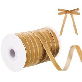 30 Yards Khaki Velvet Ribbon 3/8 Inch Vintage Thin Ribbons Velvet Bows for Choker Gift Wrapping Bouquet Door Garland Christmas Tree Decorations