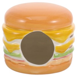 Didiseaon Ceramic Hamster Hiding Place Cooling House for Small Animals Decorative Burger Shape Nest