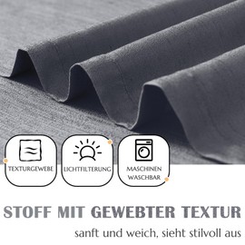 Vangao Net Curtain, Linen Look, Bistro Curtain, Plain Modern Kitchen Lettering Curtains, Lattice Semi-Transparent, Pair Scarves for Living Room, Country House, Small Windows, 90 x 90 cm, Grey, Set of