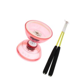 Triple Bearing Lights Diabolo with Handsticks String Versatile and Exhilarating, Red, 13cm
