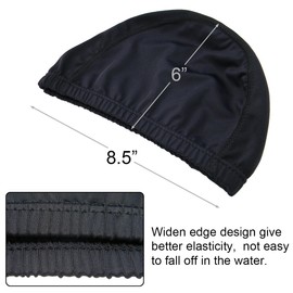 Qualtiy Yes QY 2Pack Superior Polyester Cloth Fabric Bathing Cap Swimming Caps Swimming Hats for Water Sports, Classic Pure Black Color