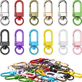 Colorful Metal Lobster Claw Clasps Swivel Lanyards Trigger Snap Hooks Strap with Key Rings DIY Accessories for Bag Key Chains Connector Jewelry Making, 12 Colors(24 Pieces)