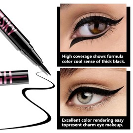Apooliy Waterproof Liquid Eyeliner Black Eye Liner Smooth Makeup Pen Long-Lasting Smudgeproof Eyebrow Pen