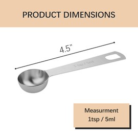 BERYLER 1 Teaspoon(5 mL | 5 cc | 1/3 Tablespoon) Single Measuring Spoon, Stainless Steel Individual Measuring Spoons, Metal Measuring Spoons Only