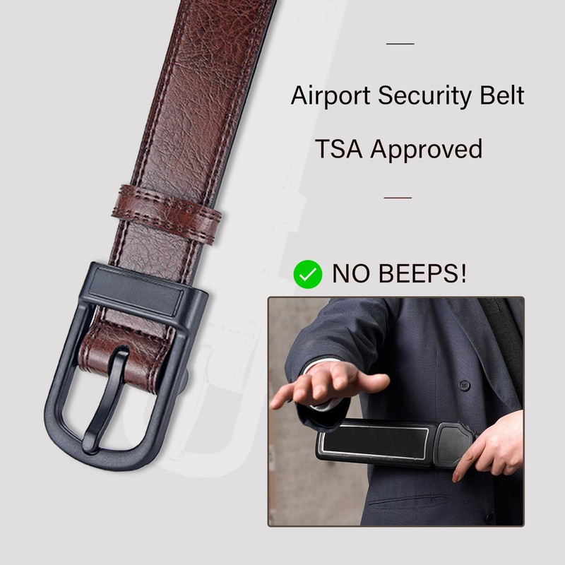 Gleecosy Nickle and Metal Free Hypoallergenic Leather Tsa Approved Belt
