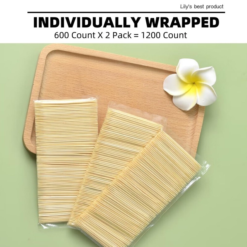 HOPELF 1200 Count Bamboo Toothpicks for Appetizer, Olive, Barbecue, Fruit,