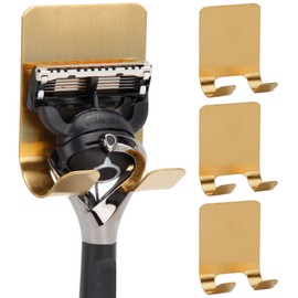 Blueden Self Adhesive Hooks Waterproof Razor Holder in Inside Shower 4 Pack, Metal Heavy Duty Utility Storage Hook.Towel. Loofah Holder for Wall.Hanger Hooks for Bathroom or Kitchen Organisation. Gold