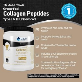 Trace Minerals- “TM ANCESTRAL Péptidos de Colágeno | Sin Sabor | Apoya la Salud de Huesos, Articulaciones, Piel, Cabello, Uñas, &