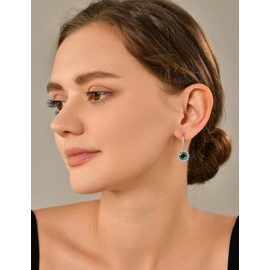 YL Rund Ohrringe 925 Sterling Silber Rosenschnitt Mai Geburtsstein Simulierte Emerald Ohrringe Schmuckgeschenke für Damen Mutter Freundin