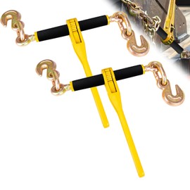 Lechansen 5/16"- 3/8" Ratchet Load Binders, 2 Pack G80 Chain Binders 5/16 to 3/8 with G80 Clevis Grab Hooks, 5,400lbs WLL Heavy Duty Ratchet Binders for Transport Chain, Tie Down, Hauling, Towing