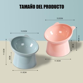 HHMIDS 2 Pzs Cuenco De Pie Alto para Gatos, Comedero Gato Inclinable Tazón con 15 Grados Diseño Ergonómico Inclinado, Antivomitantes, Platos para Gato para Gatito, Cachorro, Perro Pequeño