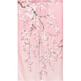 Noren 99835 Japanese Style Modern Stylish Stores Restaurant Main Sewn N Weeping Cherry Blossom Width 33.5 x Length 59.1 inches (85 cm) x Length 59.1 inches (150 cm)
