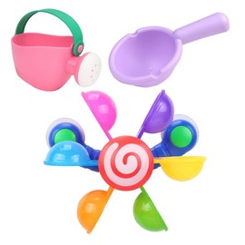 Oukitoymer Baby Bath Toy, Kids Watering Can Bathing Spoons Windmill Water Toys Set of 3, Fun Interactive Water Bathtub Toy, Beach Shower Swimming Pool Toys Gifts for Babies Toddlers Party Favors