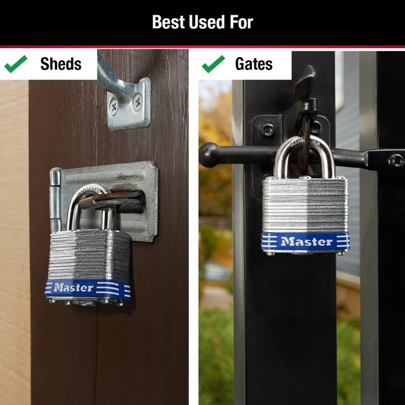 Master Lock 3008D Outdoor Padlock with Key, 4 Pack Keyed-Alike