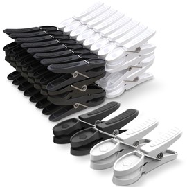 PORTENTUM Clothes Pegs with Non-Slip Rubber, Pack of 48, Black & White. No Marks Left, for Delicate Garments, Weather-Resistant, Long Lifespan, Multipurpose, Eco-Friendly, Size 3.15x1.30x0.59 inches