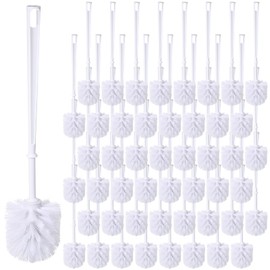 Mimorou White Toilet Brush, Bathroom Toilet Bowl Brush, Soft Bristle Long Handle Toilet Bowl Brush, Plastic Toilet Scrubber Brush, Scrub Brush for Toilet (50 Pcs)