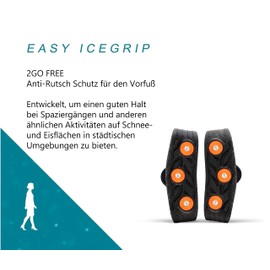 2GO Easy Icegrip Free Forefoot Spikes with Case, Non-Slip Shoe Spikes, Shoe Claws, Crampons, Snow Spikes, Snow Chains for Shoes, Optimal Grip on Ice and Snow, Size S/M