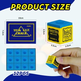 flintronic Billiard Chalk, 12 Pieces Snooker Chalk, Pool Cue Cube, Non-Slip Pool Cue Chalk, for Home, Bars, Tournaments, Games - Blue