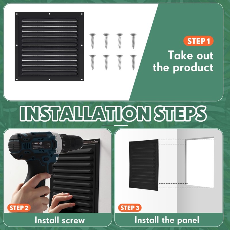 Yaocom 1 Pcs Aluminum Attic Vents 12" x 12" Metal