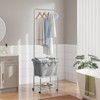 ELYKEN Laundry Cart with Hanging Rack, Rolling Laundry Hamper with